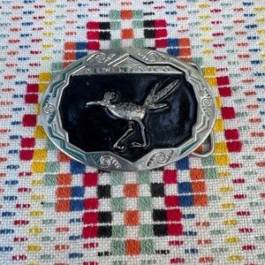 Silver and Black New Mexico Belt Buckle